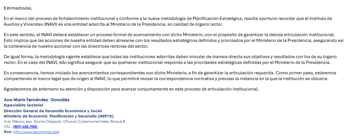 PEI (INAVI)2025-2028 Respuesta de la MEPyD.